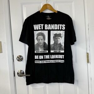 Home Alone Wet Bandits Be On The Lookout Harry &‎ Marv T-shirt Sz M Black/White